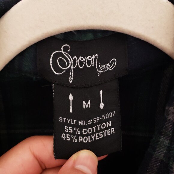 Spoon Jeans Multicolor Plaid Collar Button Up Long Sleeve Shirt Size M - Picture 2 of 16